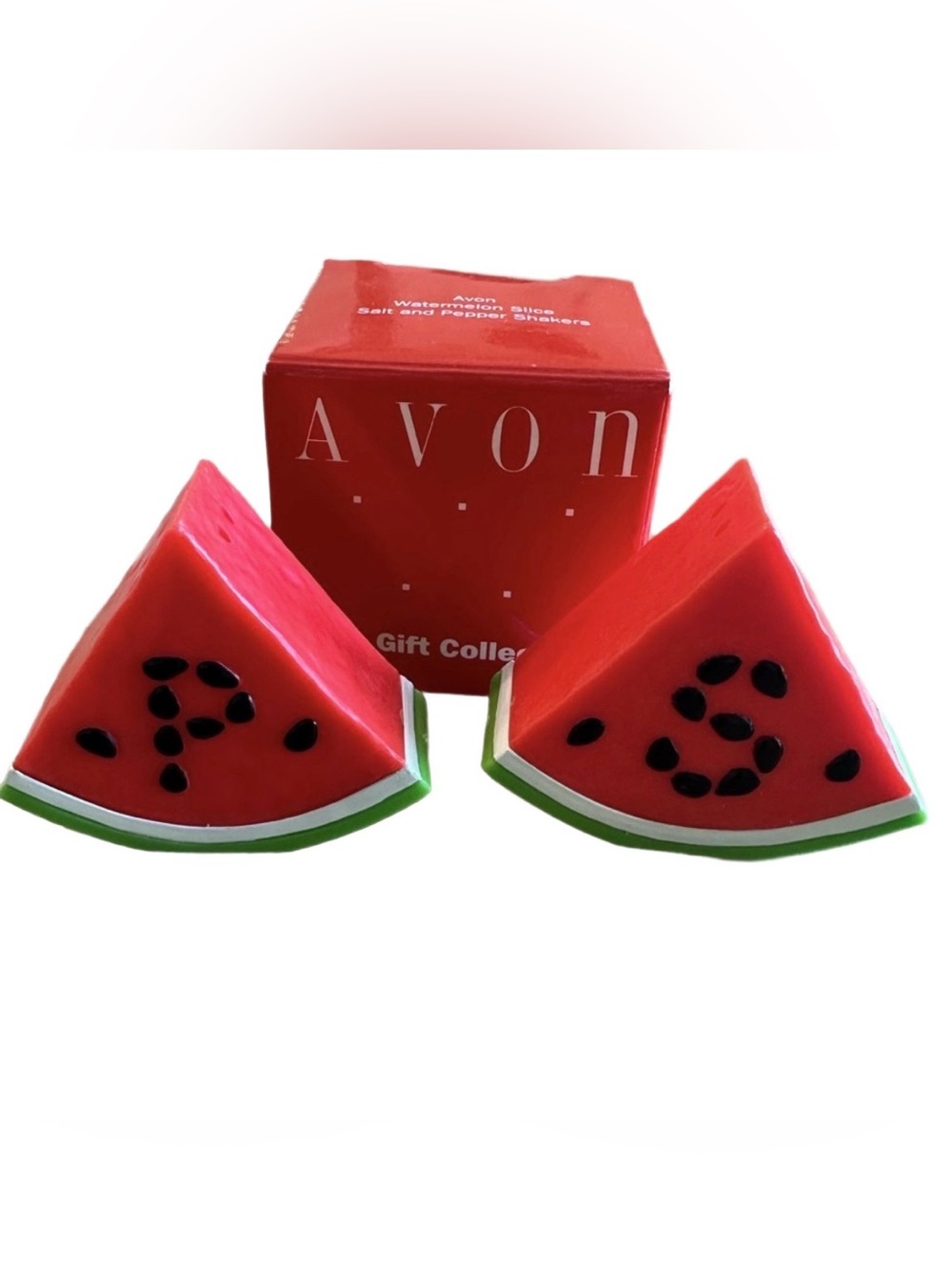 Avon Watermelon Slice Salt and Pepper Shakers - Red & Green